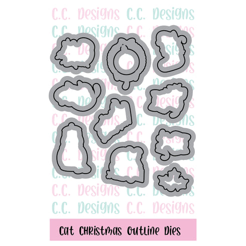 Cat Christmas Outline Die